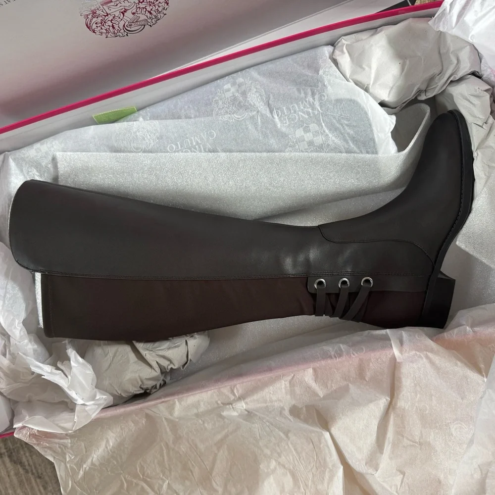 Vince Camuto Pauletta Gray Leather Tall Shaft wide calf boots 6.5 - Picture 9 of 10